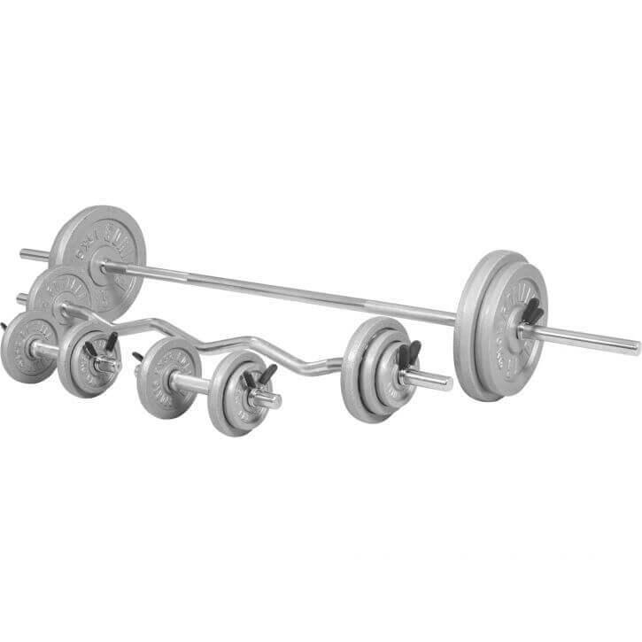 Set de haltere din fontă de 108 kg cu închizători cu arc