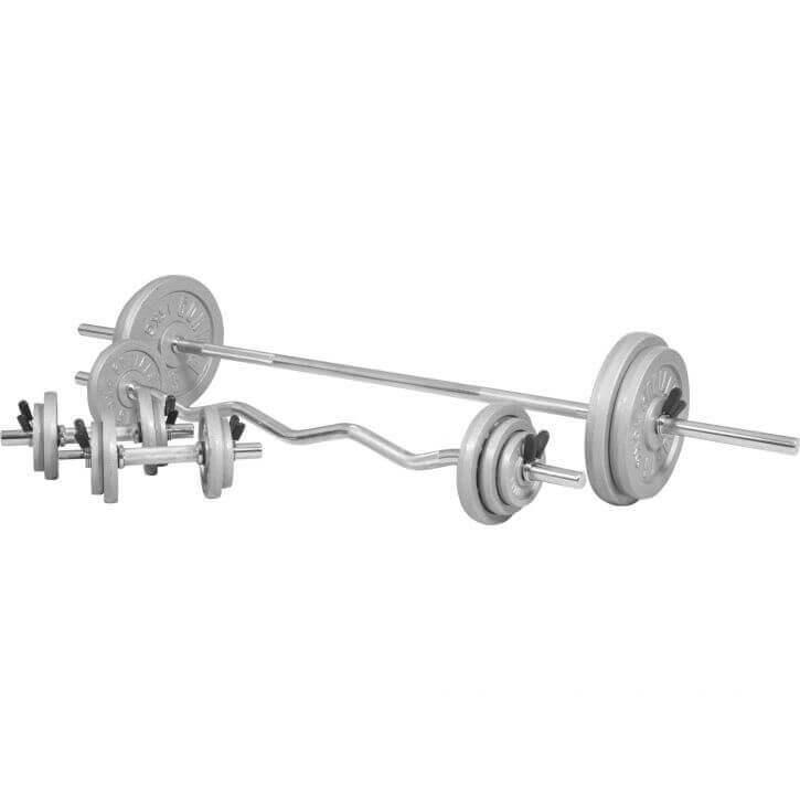 Set de haltere din fontă de 108 kg cu închizători cu arc