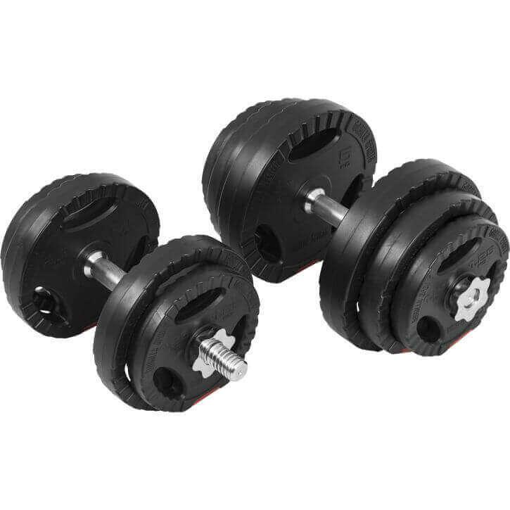 Set de gantere din plastic Gripper 30 kg cu închizători în formă de stea