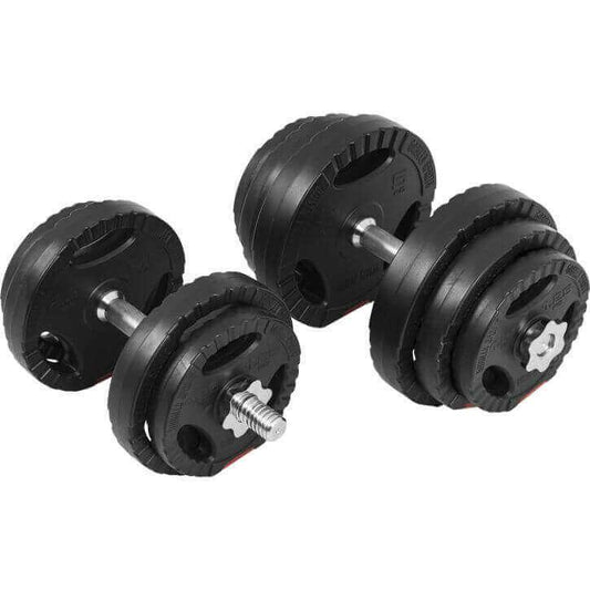 Set de gantere din plastic Gripper 30 kg cu închizători în formă de stea