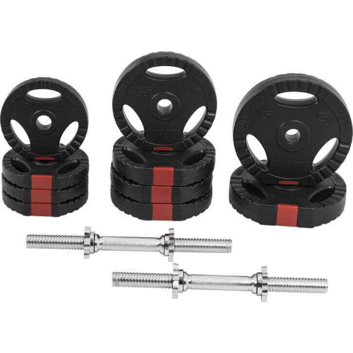 Set de gantere din plastic Gripper 30 kg cu închizători în formă de stea