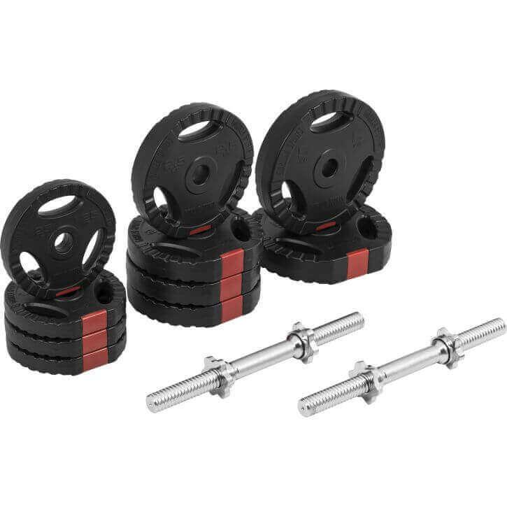 Set de gantere din plastic Gripper 30 kg cu închizători în formă de stea
