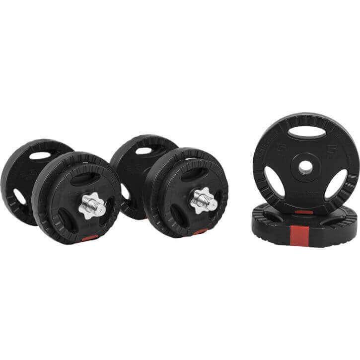 Set de gantere din plastic Gripper 30 kg cu închizători în formă de stea