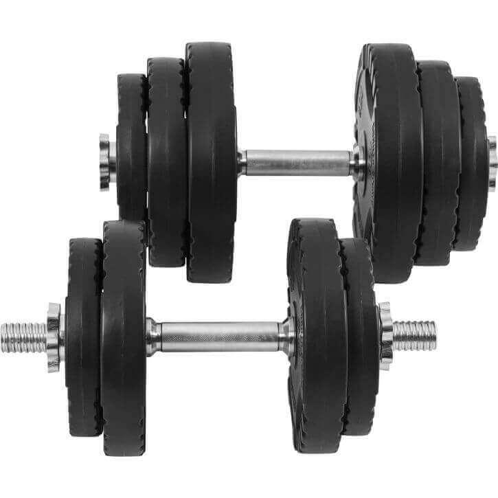 Set de gantere din plastic Gripper 30 kg cu închizători în formă de stea