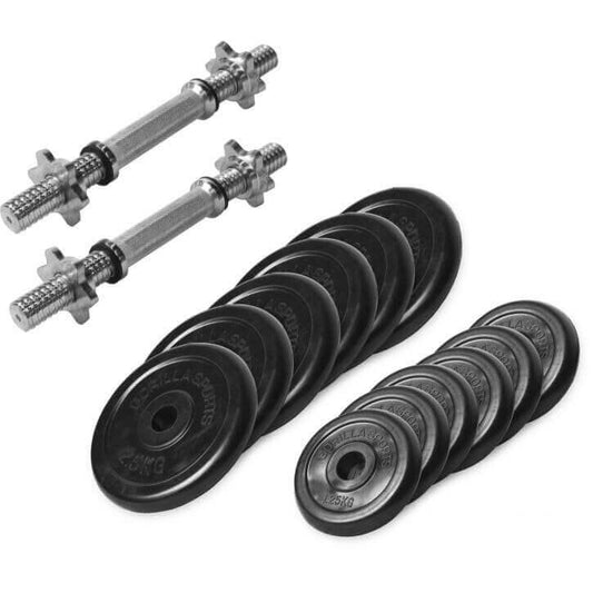 Set de gantere din cauciuc 27,5 kg cu închizători în formă de stea
