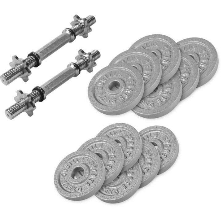 Set gantere din fonta cu piulite de fixare 27,5 kg - Gorilla Sports Ro