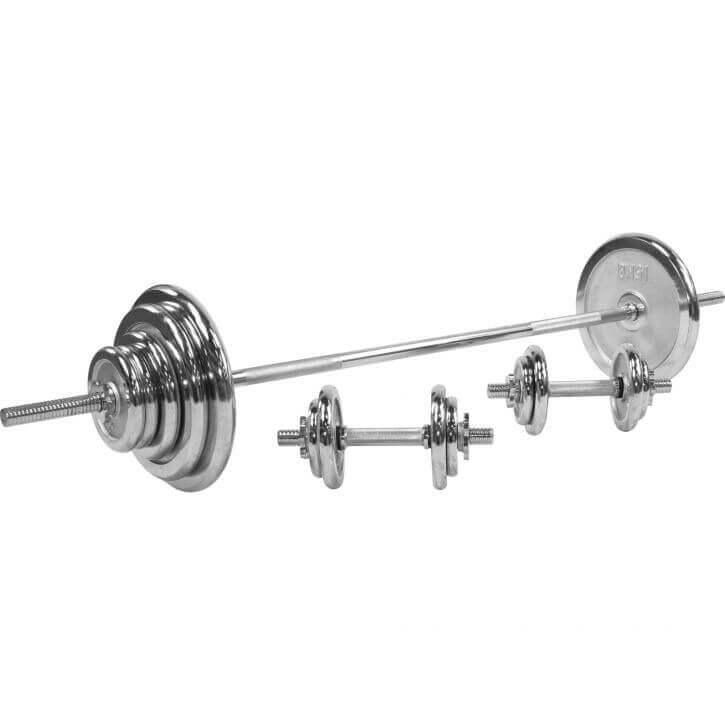 Set complet gantere cromat, 100kg, Gorilla Sports - Gorilla Sports Ro