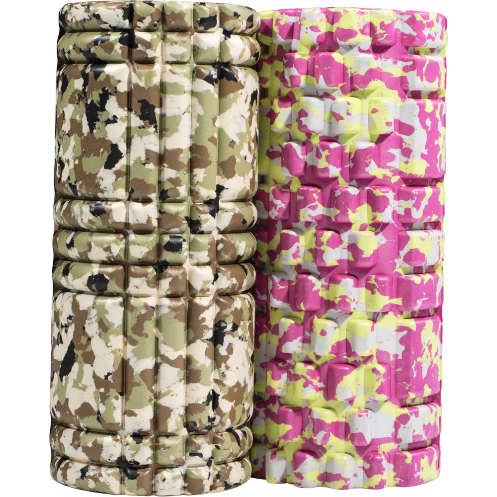 Rolă de masaj din spumă 33 cm verde/camo și roz/camo - Gorilla Sports Ro
