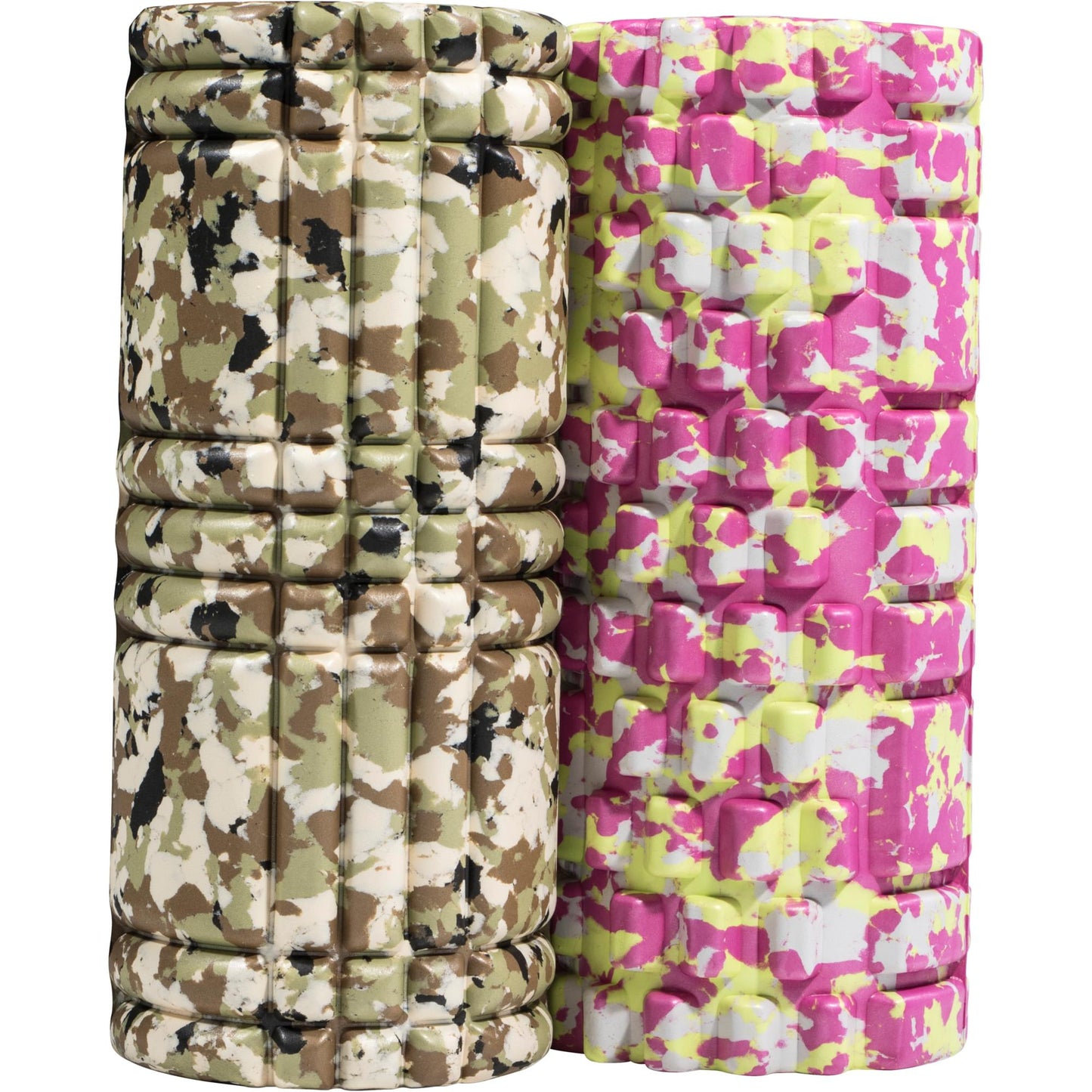 Rolă de masaj din spumă 33 cm verde/camo și roz/camo - Gorilla Sports Ro