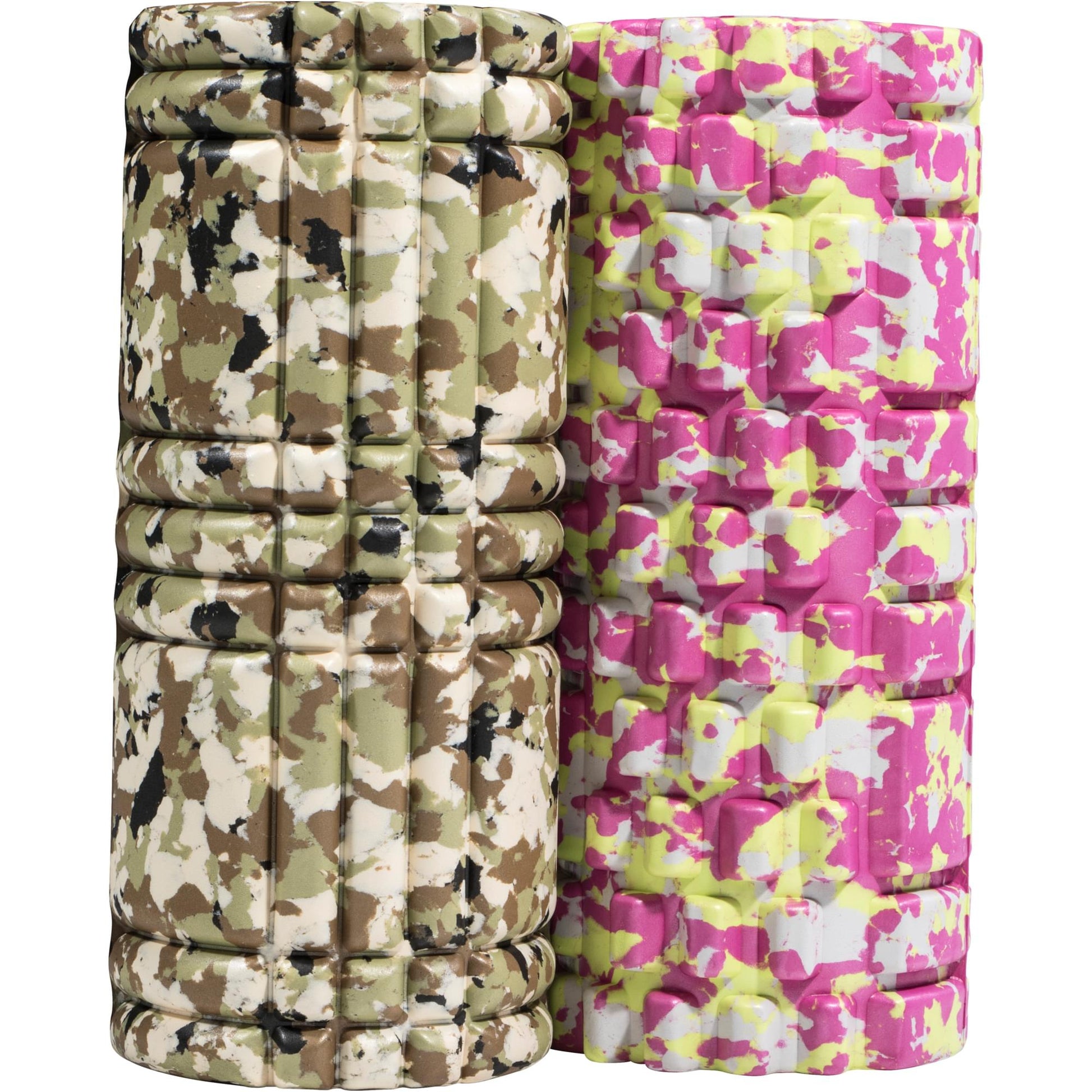 Rolă de masaj din spumă 33 cm verde/camo și roz/camo - Gorilla Sports Ro