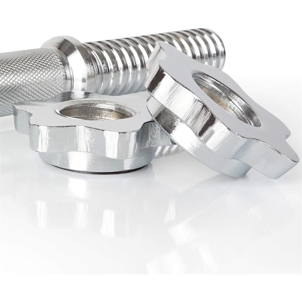 Set de discuri cu greutate si 2 bare de gantere, 25 KG (8 x 2.5 kg + 4 x 1.25 kg), 30/31 mm, fonta, blocare cu stea ScSports