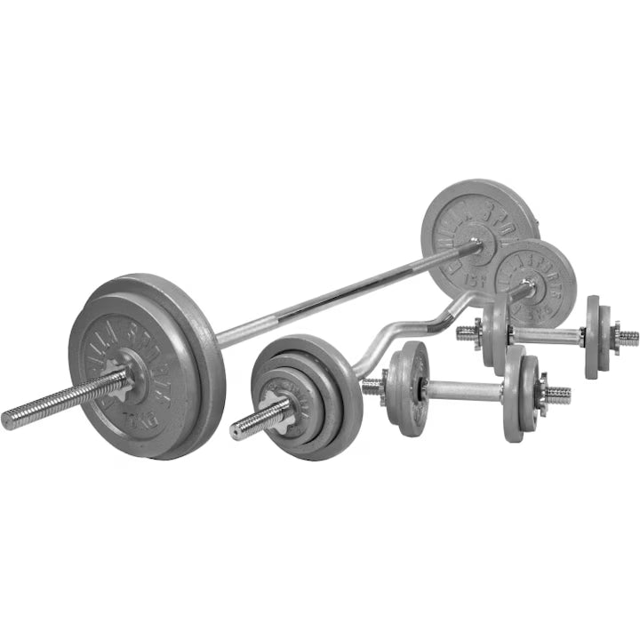 Set de haltere din fontă 108 kg cu închizători cleme/piulite