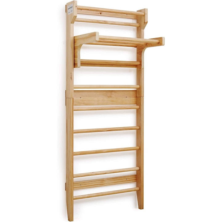 Spalier gimnastica standard, bara detasabila, 10 trepte suedeze, lemn masiv, 80 x 195 x 14 cm, natur PHYSIONICS