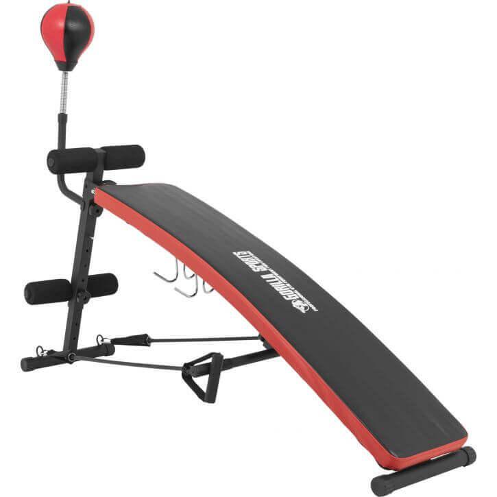 Bancă înclinată pentru abdomene, reglabilă cu sac de box integrat - Gorilla Sports Ro
