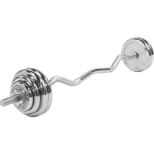 Set de haltere SZ cromate 35 kg cu închizători în formă de stea
