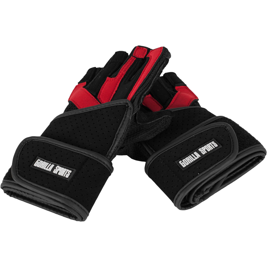 Mănuși de antrenament cu bandaj pentru articulații negru/roșu S-XL - Gorilla Sports Ro