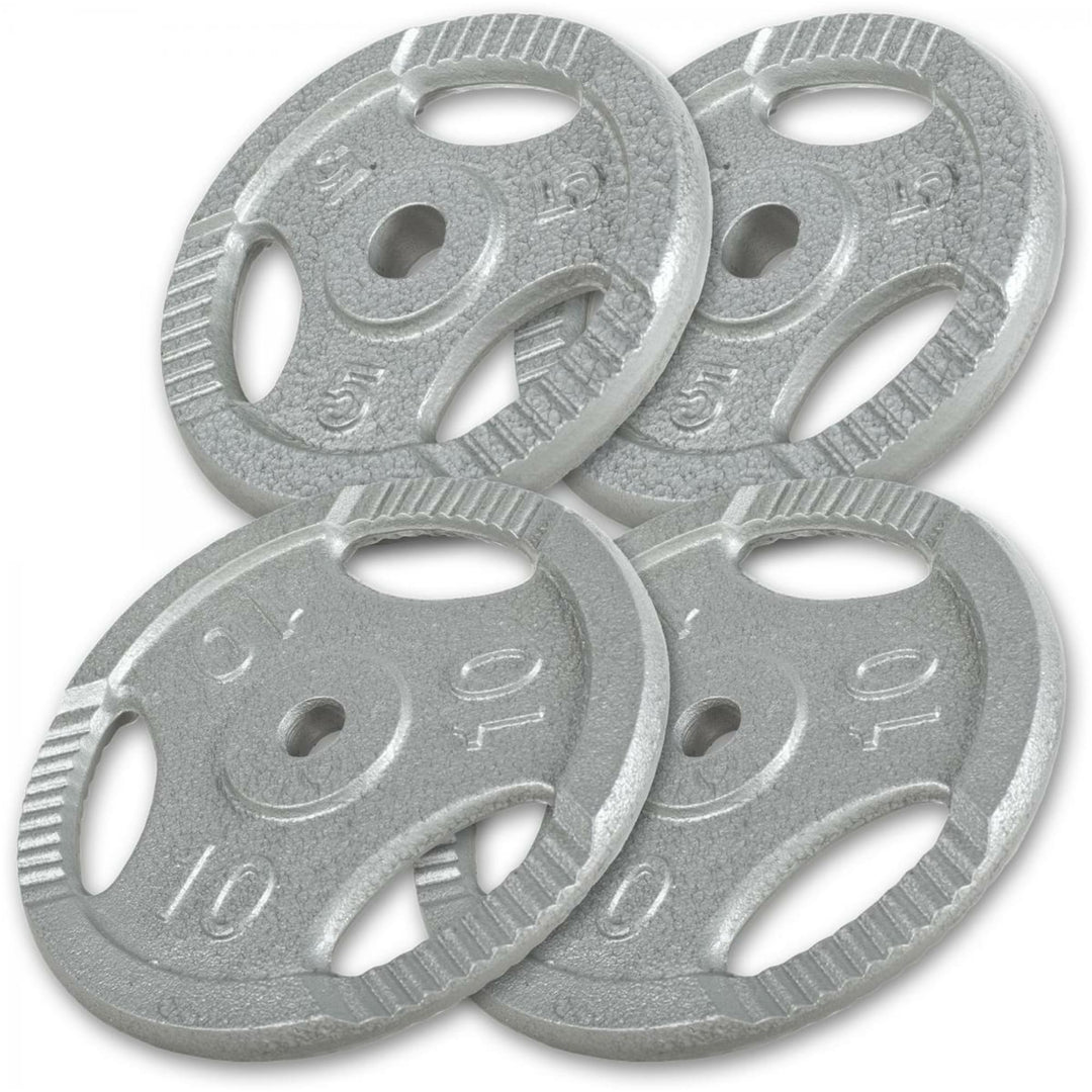 Set discuri Gripper din fontă 30 kg - 2 x 5 - 2 x 10 kg - Gorilla Sports Ro