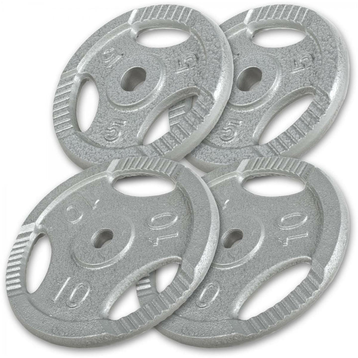 Set discuri Gripper din fontă 30 kg - 2 x 5 - 2 x 10 kg - Gorilla Sports Ro