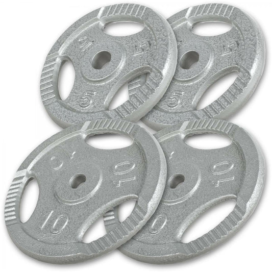 Set discuri Gripper din fontă 30 kg - 2 x 5 - 2 x 10 kg - Gorilla Sports Ro