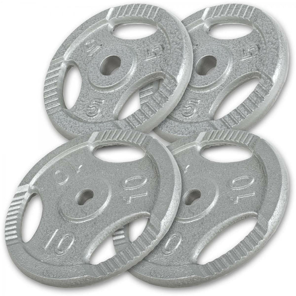 Set discuri Gripper din fontă 30 kg - 2 x 5 - 2 x 10 kg - Gorilla Sports Ro