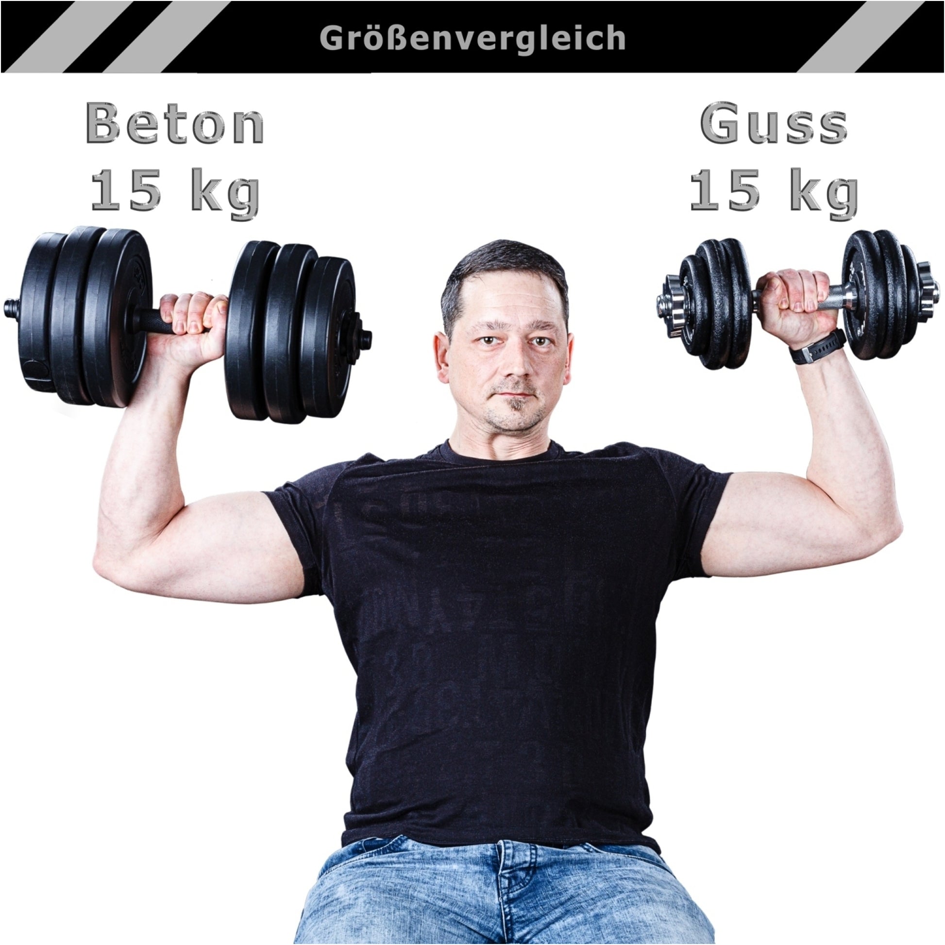 Gantera MOVIT®, greutate 15 Kg, otel cromat - Gorilla Sports Ro