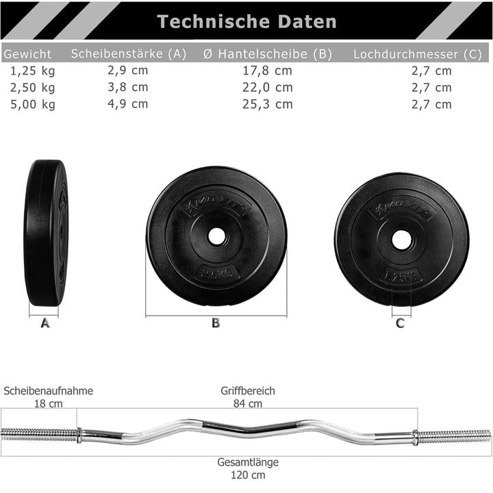 Gantera MOVIT®, greutate 35 Kg, fonta - Gorilla Sports Ro