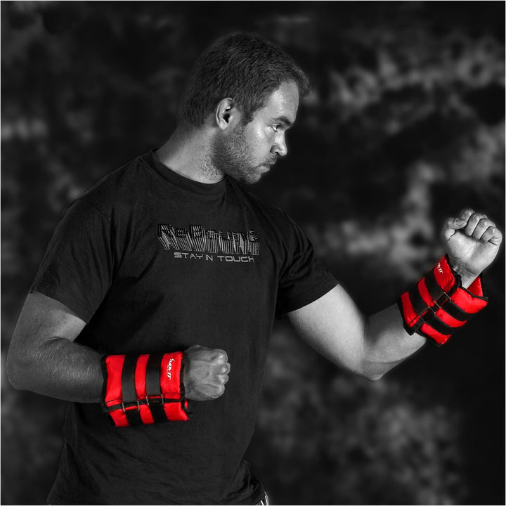 Mansete MOVIT®, 2 x greutati de alergare de 4 kg, albastru - Gorilla Sports Ro