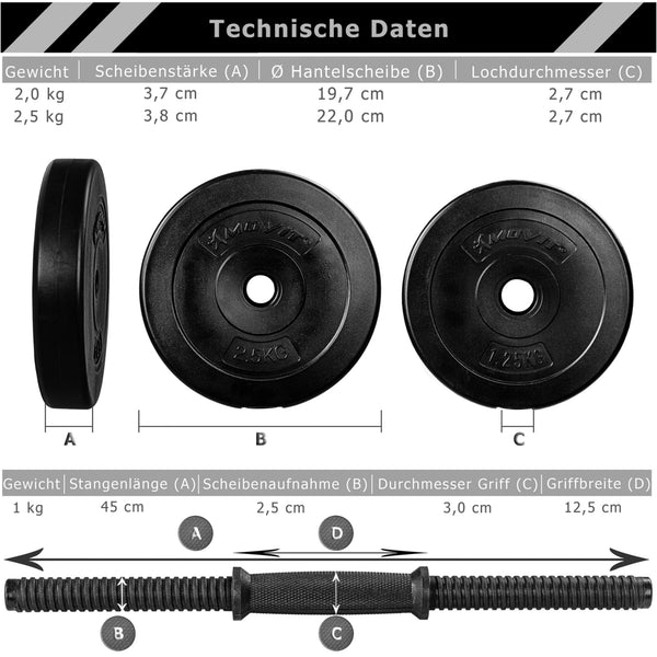 Set de gantere, MOVIT® ,20 kg, negru - Gorilla Sports Ro