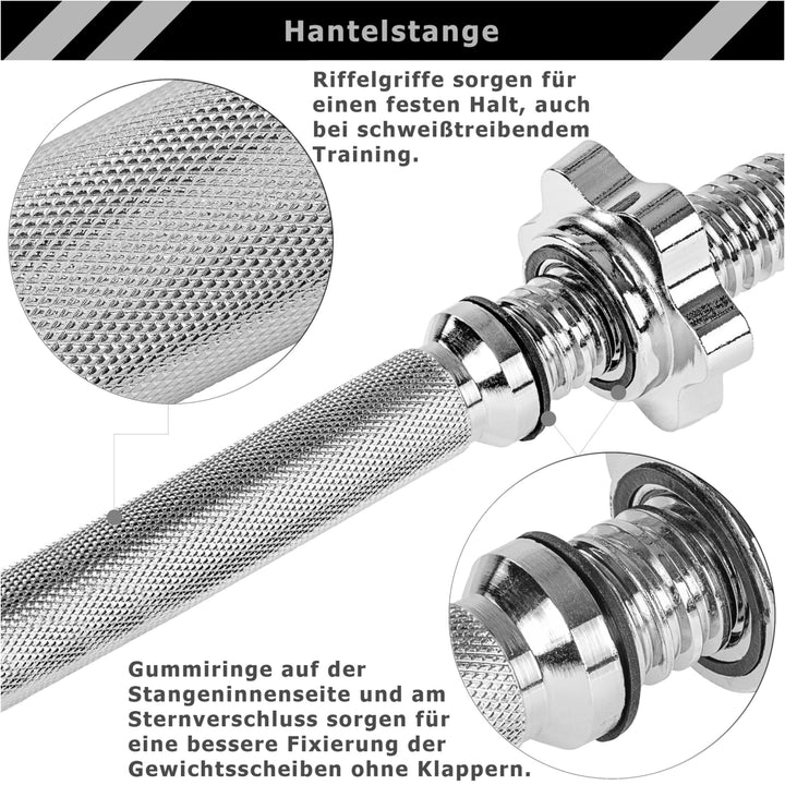 Set de gantere MOVIT® 2 x 25 kg, fonta cromata - Gorilla Sports Ro