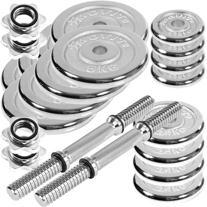 Set de gantere MOVIT® 2 x 30 kg, fonta cromata - Gorilla Sports Ro