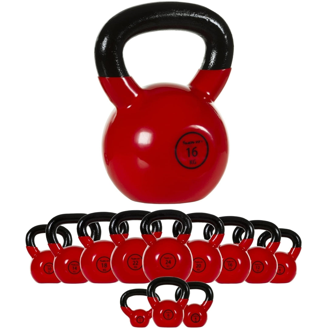 Kettlebell profesional MOVIT®, 16 kg, din fonta, rosu - Gorilla Sports Ro