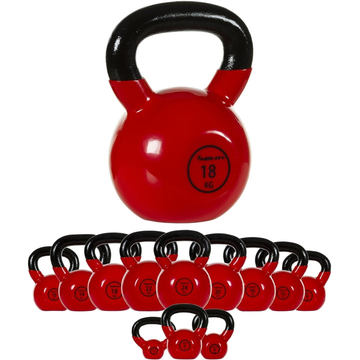 Kettlebell profesional, MOVIT®, 18 kg, fonta, rosu - Gorilla Sports Ro