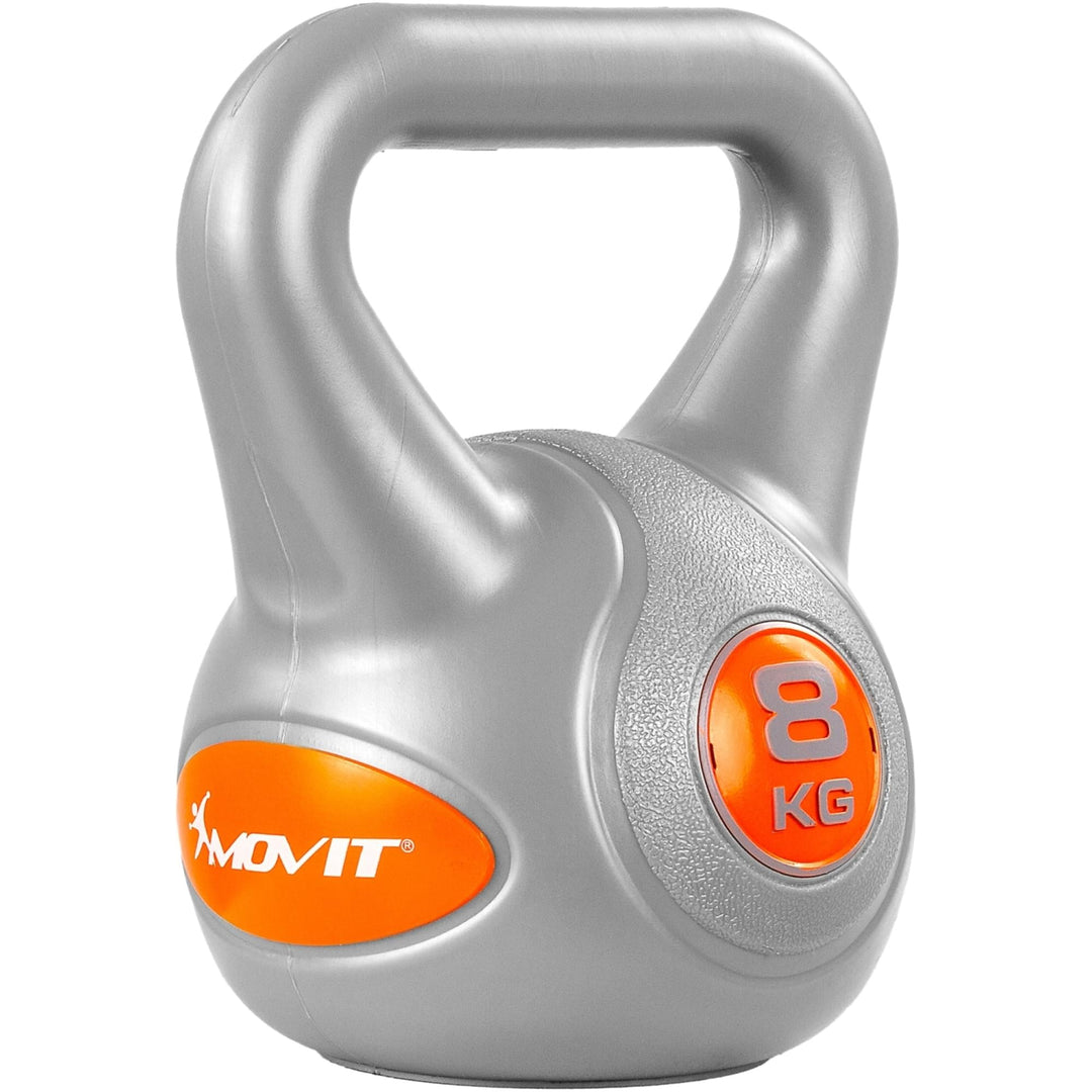 Kettlebell, MOVIT®, 8 kg, gri/portocaliu - Gorilla Sports Ro