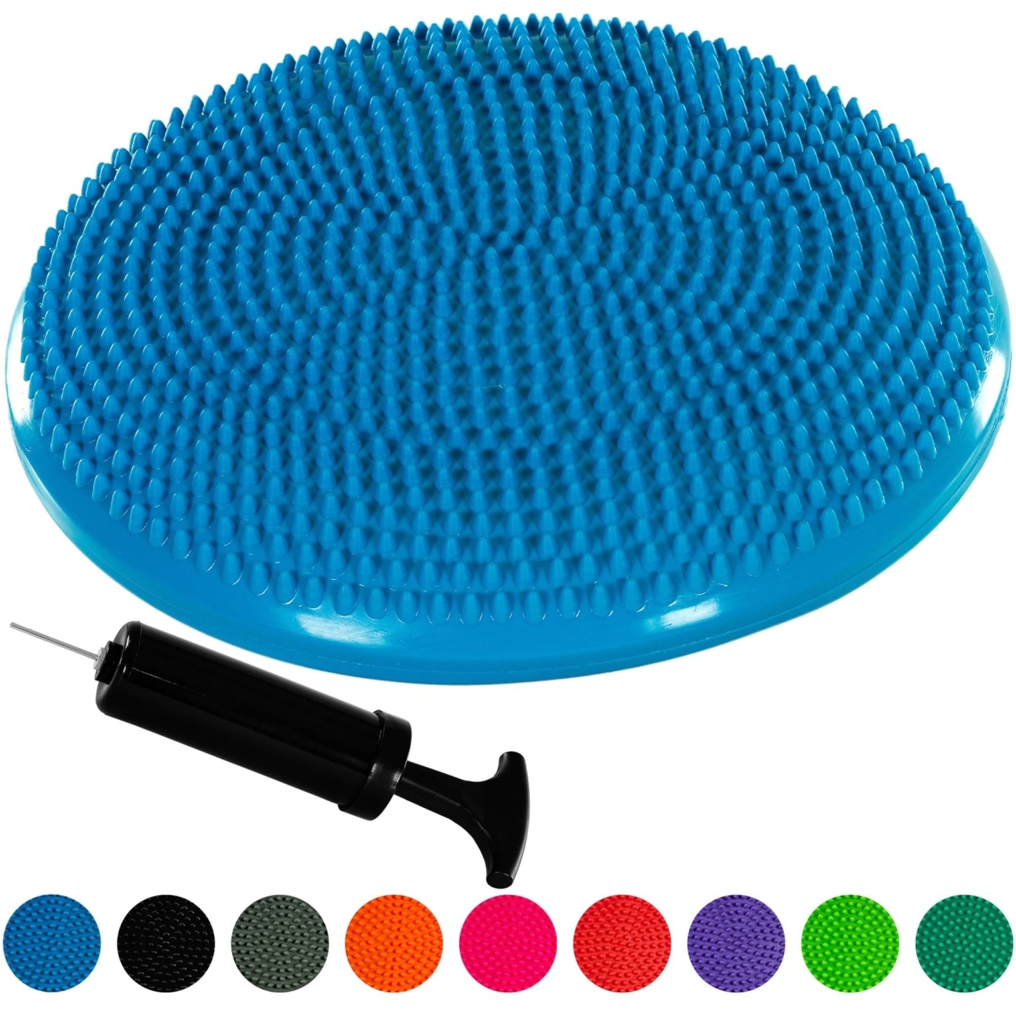 Pernă cu aer fitness, MOVIT®, 38 cm, albastra, inclusiv pompă de aer - Gorilla Sports Ro