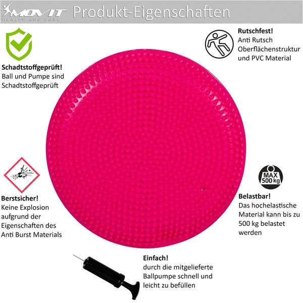 Perna de echilibru si masaj, MOVIT®, 38 cm, roz - Gorilla Sports Ro