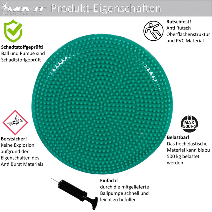 Perna de echilibru si masaj, MOVIT®, 38 cm, albastru petrol - Gorilla Sports Ro