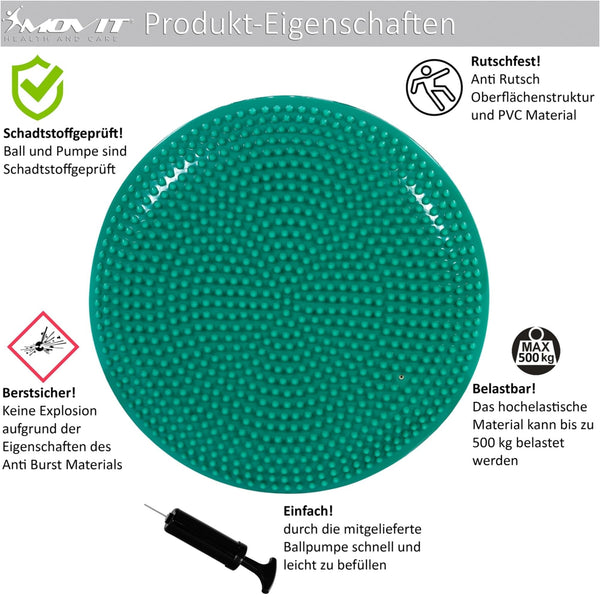 Perna de echilibru si masaj, MOVIT®, 38 cm, albastru petrol - Gorilla Sports Ro