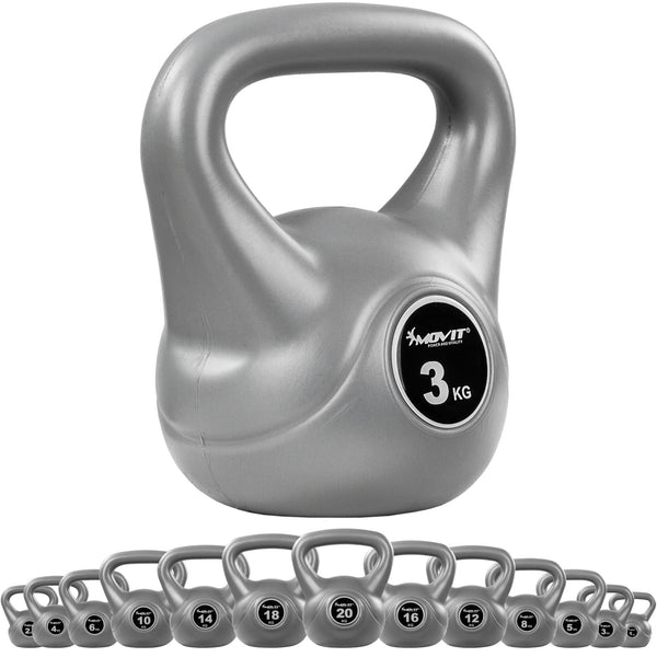 Kettlebell, MOVIT®, 3 kg, gri/negru - Gorilla Sports Ro