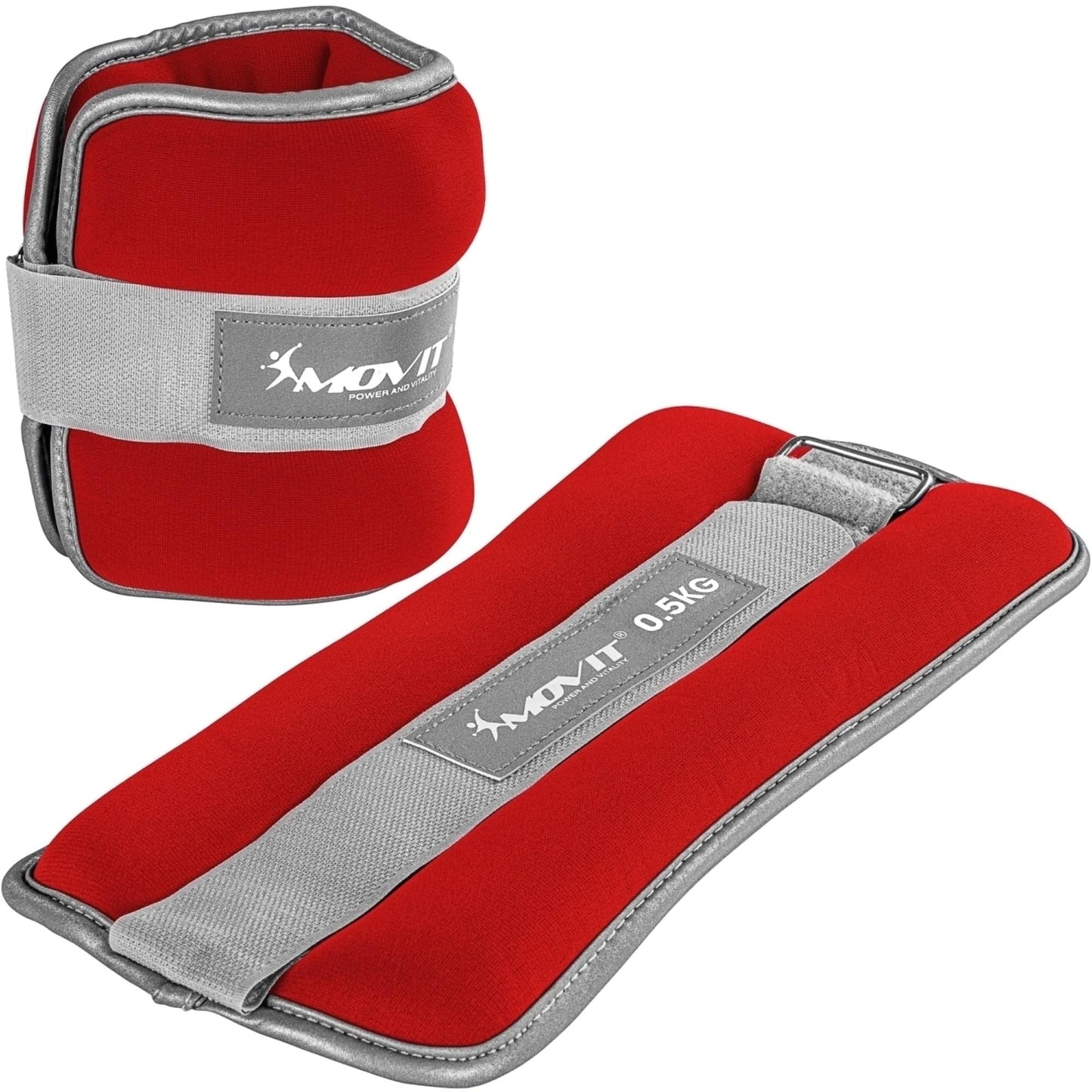 Greutati din neopren pentru incheietura mana/glezna MOVIT® 2x0,5 kg, rosu - Gorilla Sports Ro