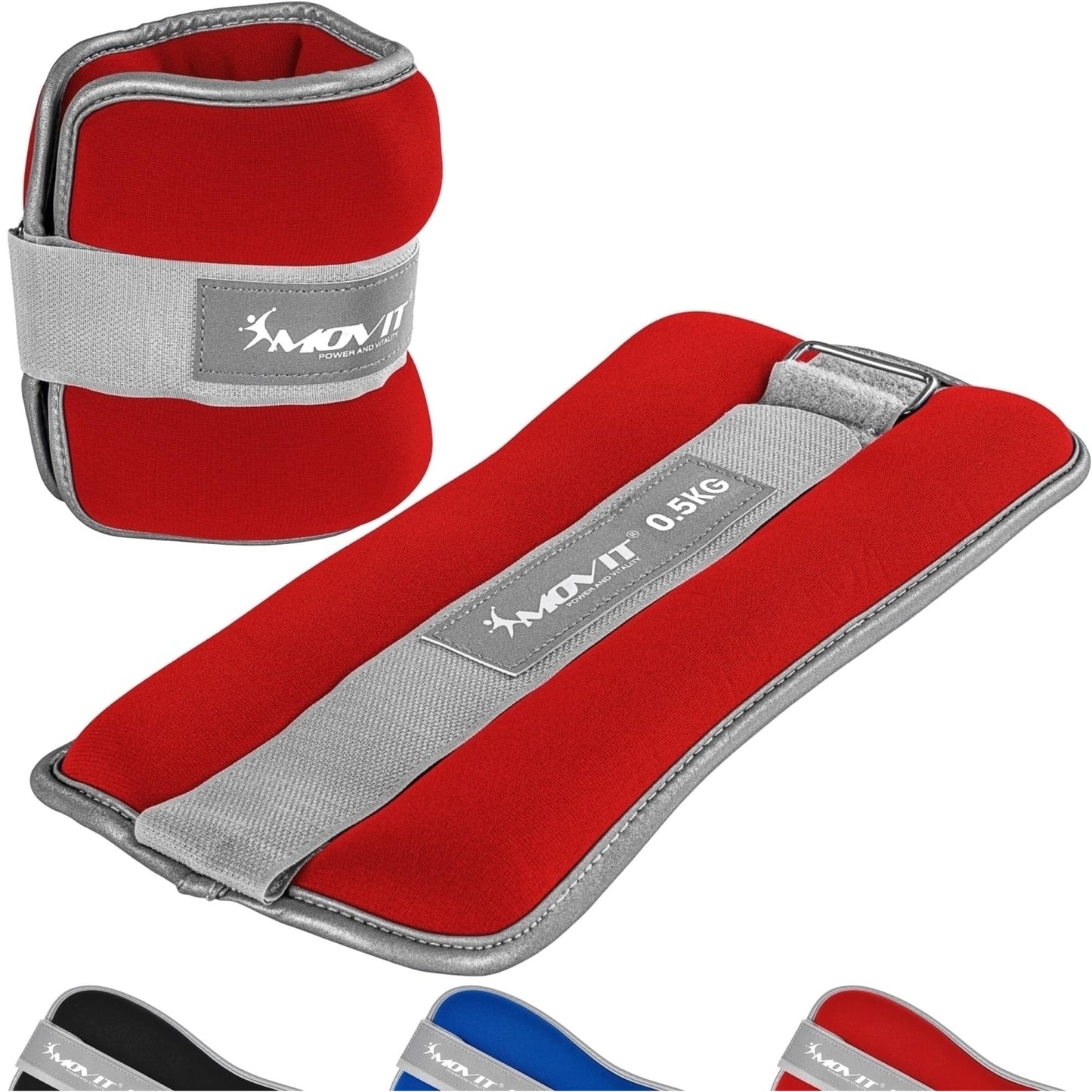 Greutati din neopren pentru incheietura mana/glezna MOVIT® 2x0,5 kg, rosu - Gorilla Sports Ro