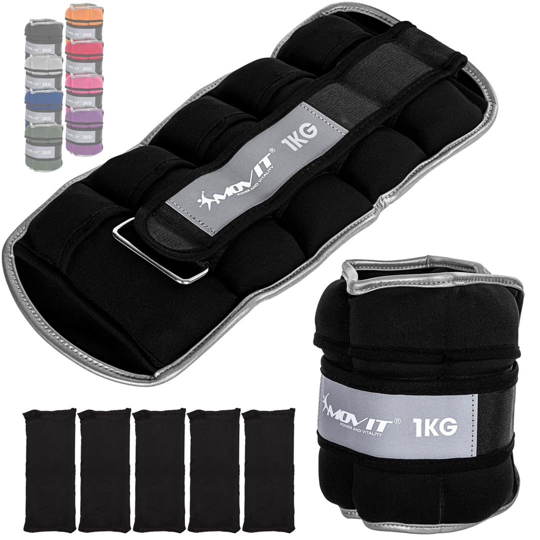 Greutati din neopren pentru incheietura mana/glezna MOVIT® 2x1 kg, culoare negru - Gorilla Sports Ro