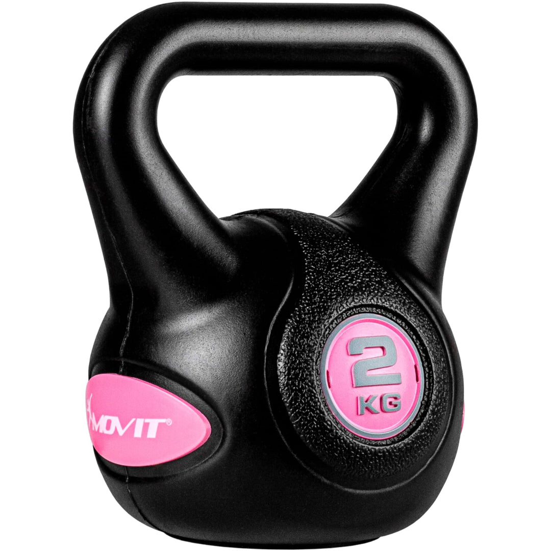 Kettlebell, MOVIT® de 2 kg, negru/roz - Gorilla Sports Ro