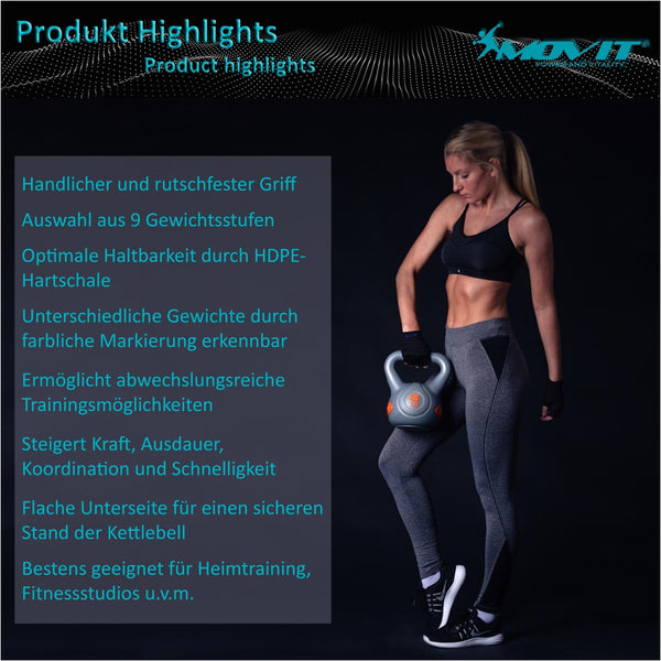 Kettlebell, MOVIT®, fonta, 3kg, negru - Gorilla Sports Ro