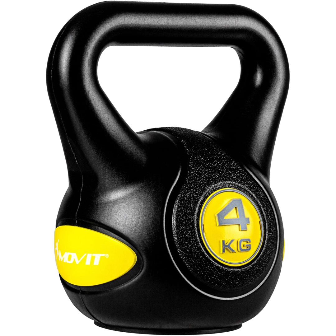 Kettlebell, MOVIT® de 4 kg, negru/galben - Gorilla Sports Ro