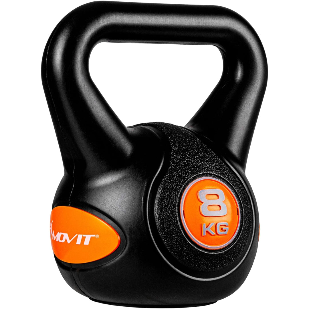 Kettlebell, MOVIT®, 8 kg, negru/portocaliu - Gorilla Sports Ro