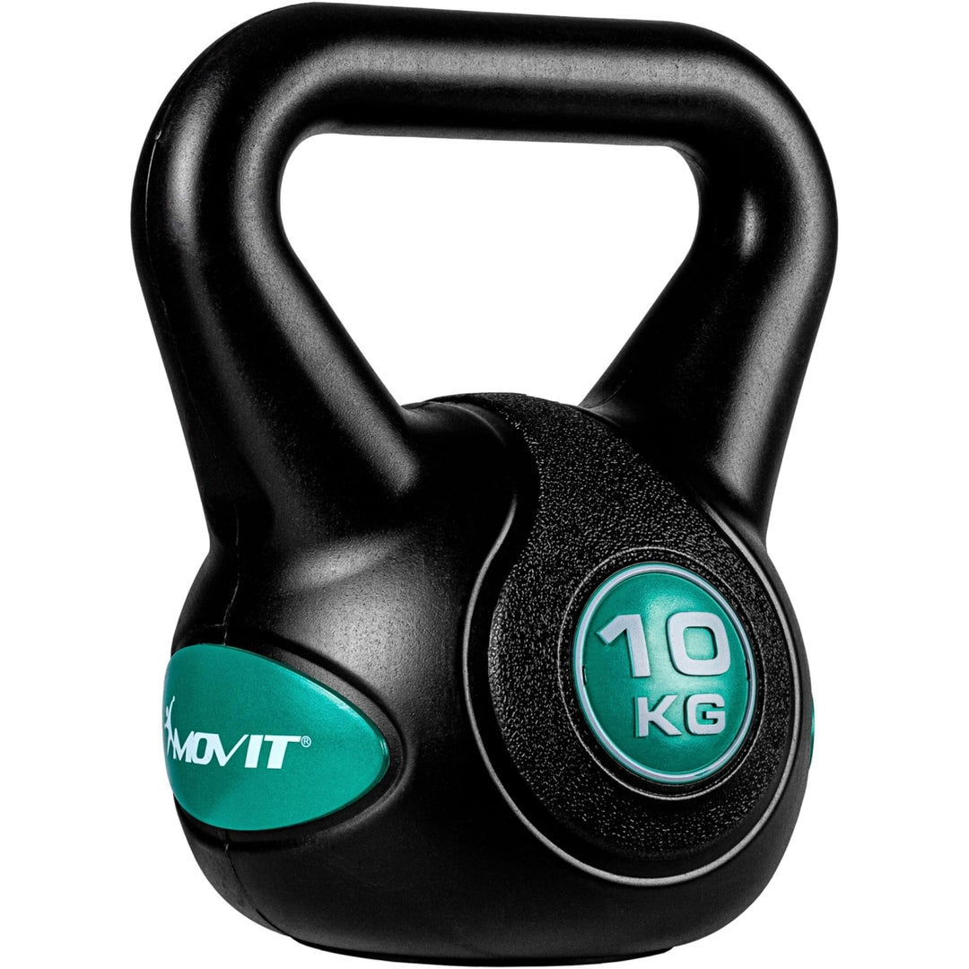 Kettlebell, MOVIT®, 10 kg, negru /verde - Gorilla Sports Ro