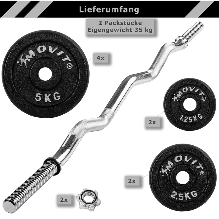 Haltera profesionala MOVIT®, 35 kg, inchidere cu piulita in stea - Gorilla Sports Ro