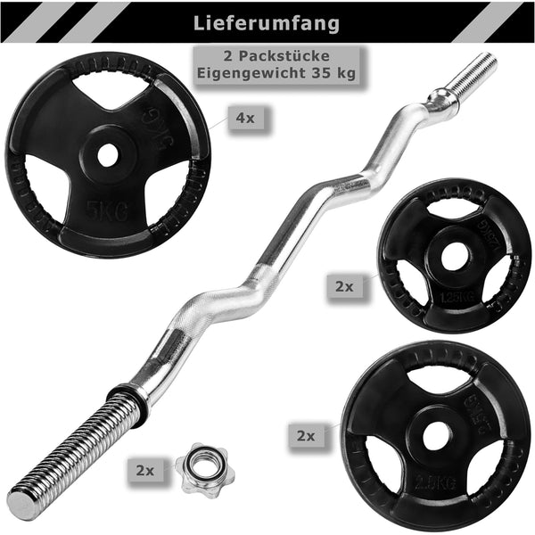 Haltera MOVIT®, greutate 35 Kg, discuri cu prindere, fonta - Gorilla Sports Ro