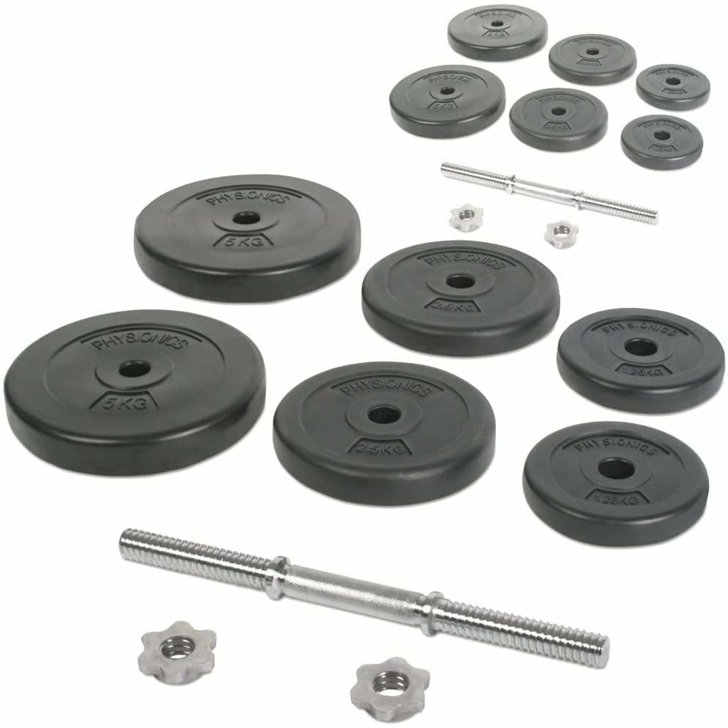 Set gantere plastic umplute cu ciment, 2 x 20kg, Physionics - Gorilla Sports Ro