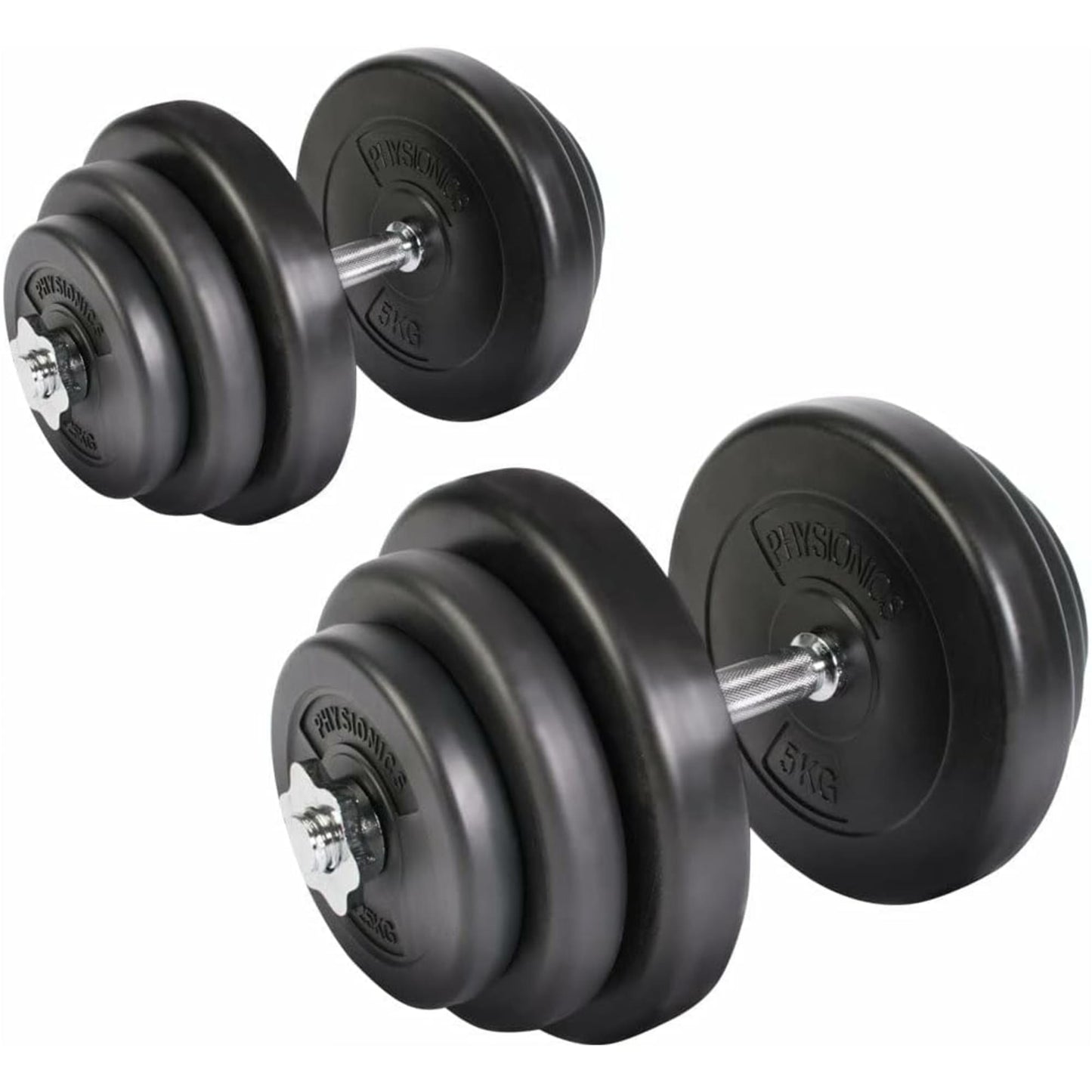 Set gantere plastic umplute cu ciment, 2 x 20kg, Physionics - Gorilla Sports Ro